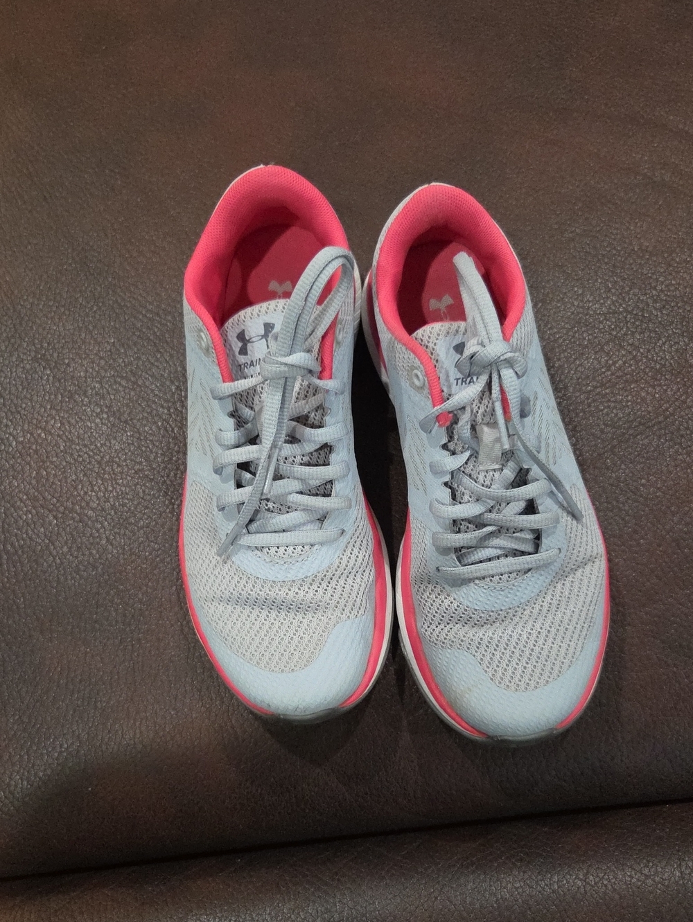 Under Armour Women's Light Gray and Pink Training Sneakers Size 8